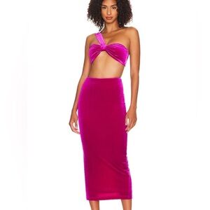 Revolve NOOKIE Velvet Amara Skirt, Fuchsia, Size S